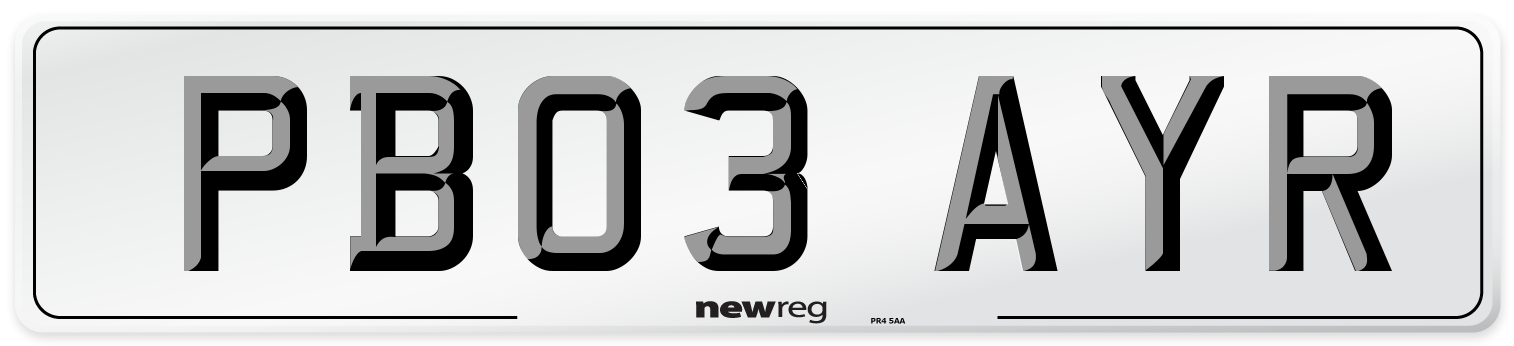 PB03 AYR Number Plate from New Reg